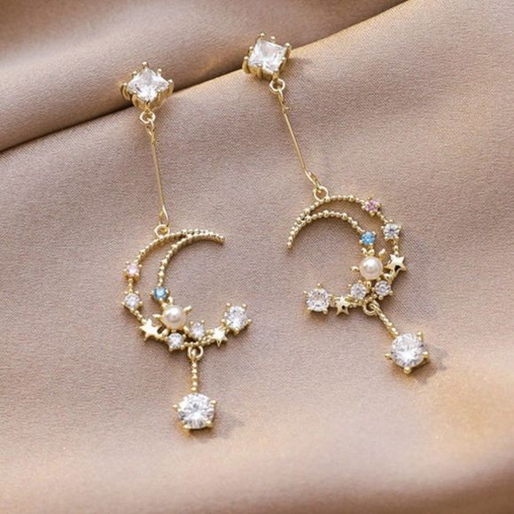 Moon and Star Dangle Earrings - Picture 11 of 11